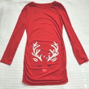 Maternity Reindeer Belly Long Sleeve Shirt XS